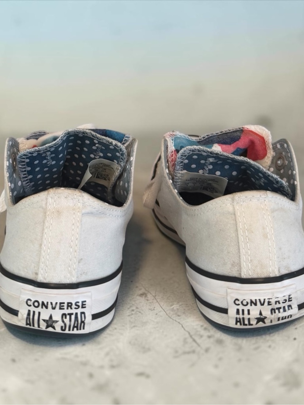 Converse Chuck Taylor All Star Double Tongue White Polka Dot Low Top - Women’s 8 - Picture 9 of 12